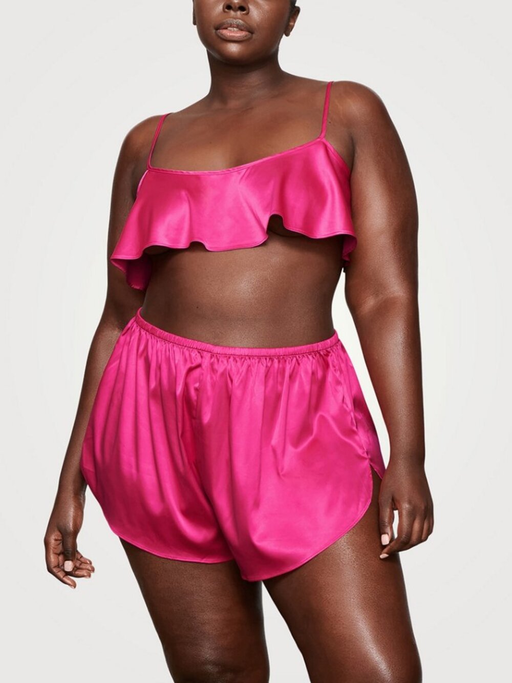 NWT SKIMS Raspberry Hot Pink Shine Satin Crop Cami Tank Top, Size S